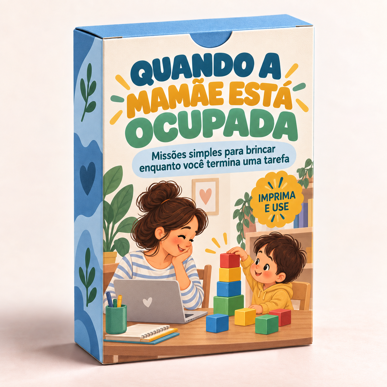 Mockup do baralho Quando a Mamãe Está Ocupada